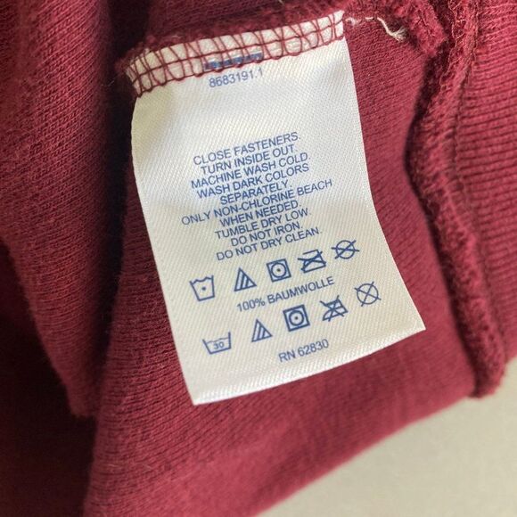 100% Cotton Lands' End Burgundy Bedford Rib Quarter Zip Sweatshirt, Large - Picture 4 of 6